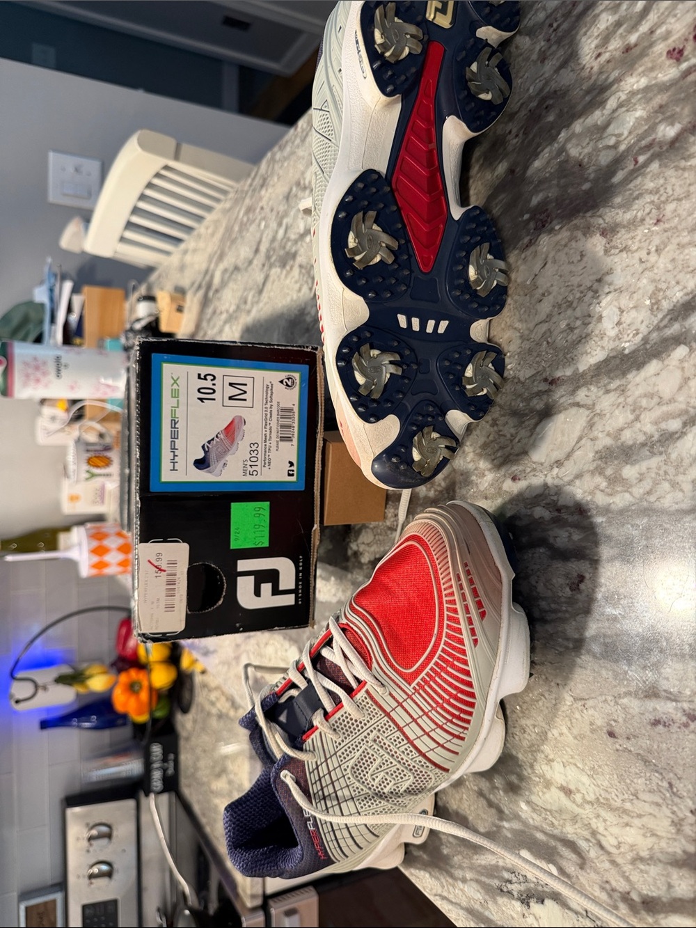 FootJoy HyperFlex Golf Shoes - Red, White & Navy Accents